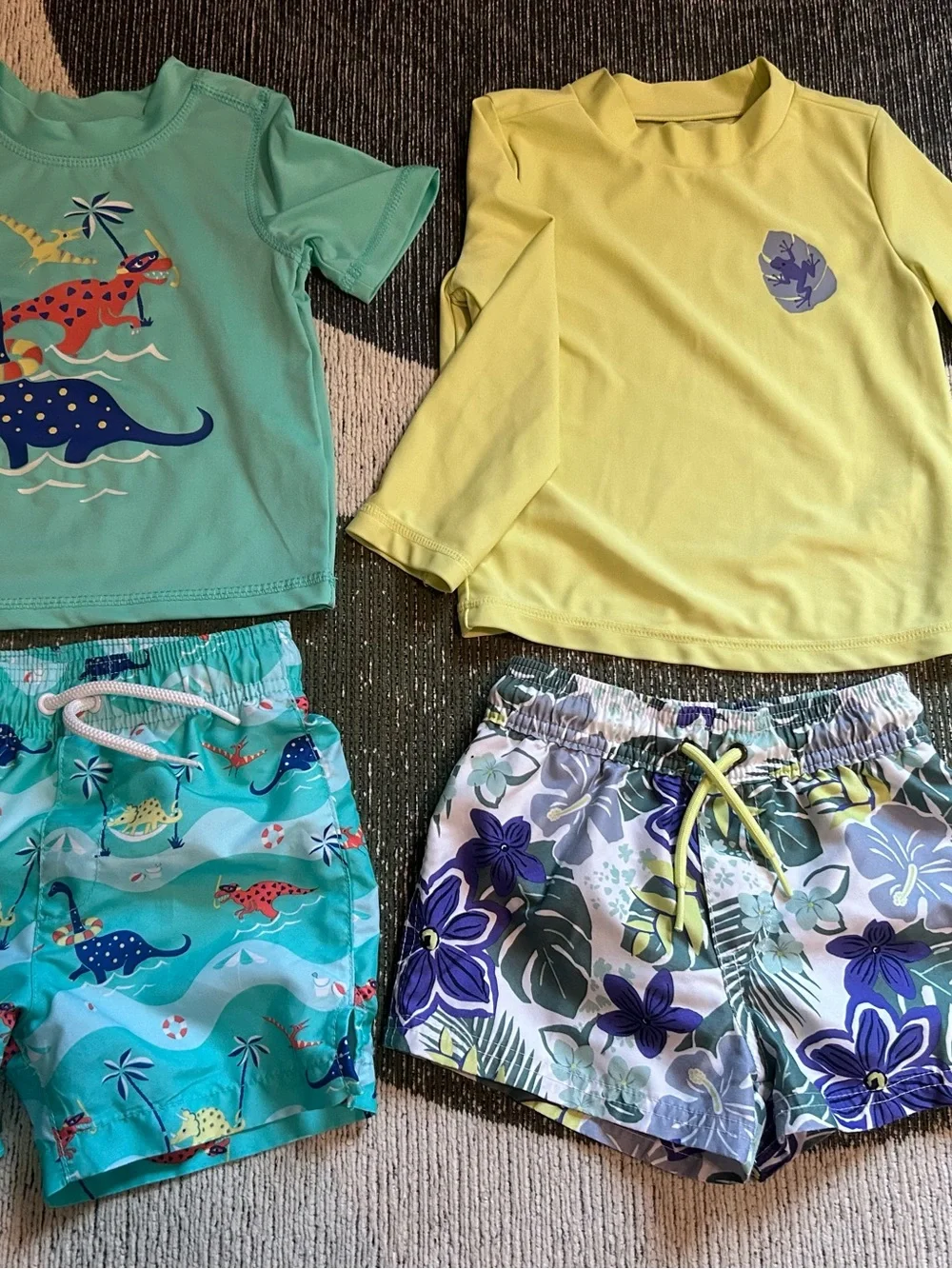 Kids' Rash Guard Swim Set in Teal & Yellow - 2-Pack